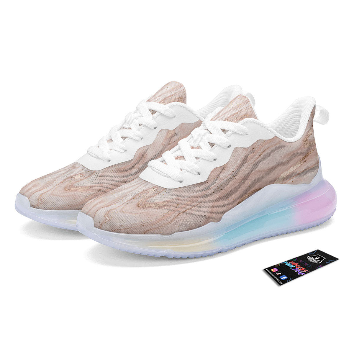 Pink Marble Print Pattern Running Sneakers-grizzshop