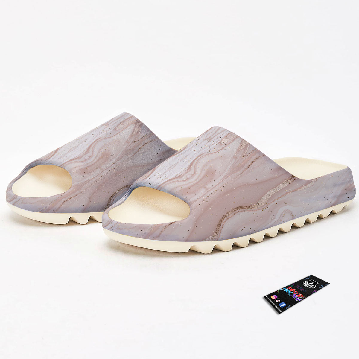 Pink Marble Print Pattern Sandals-grizzshop