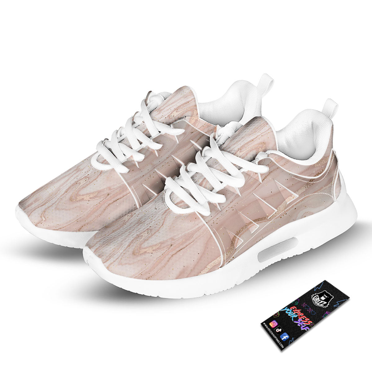 Pink Marble Print Pattern Tennis Shoes-grizzshop