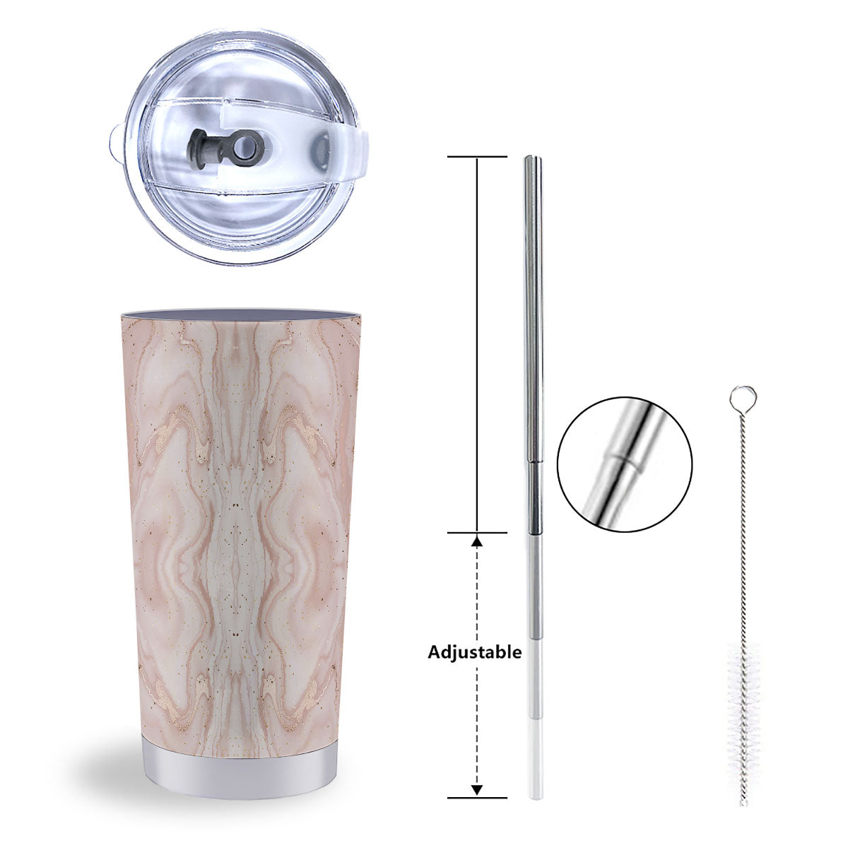 Pink Marble Print Pattern Tumbler-grizzshop