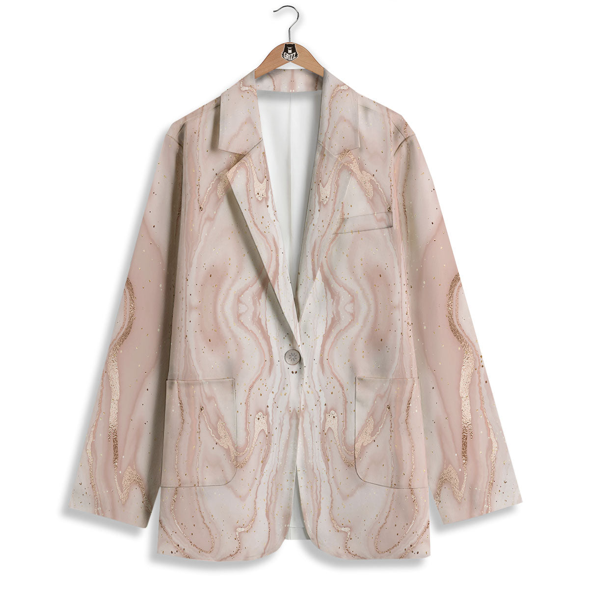 Pink Marble Print Pattern Women's Blazer-grizzshop