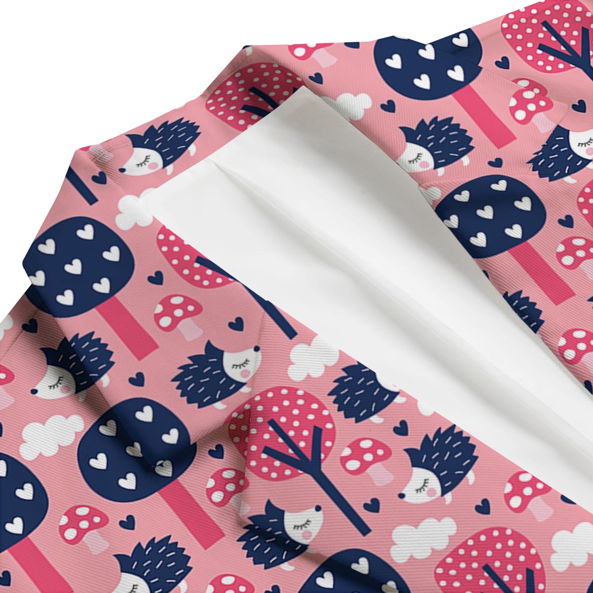 Pink Mushroom Three Hedgehogs Men's Blazer-grizzshop
