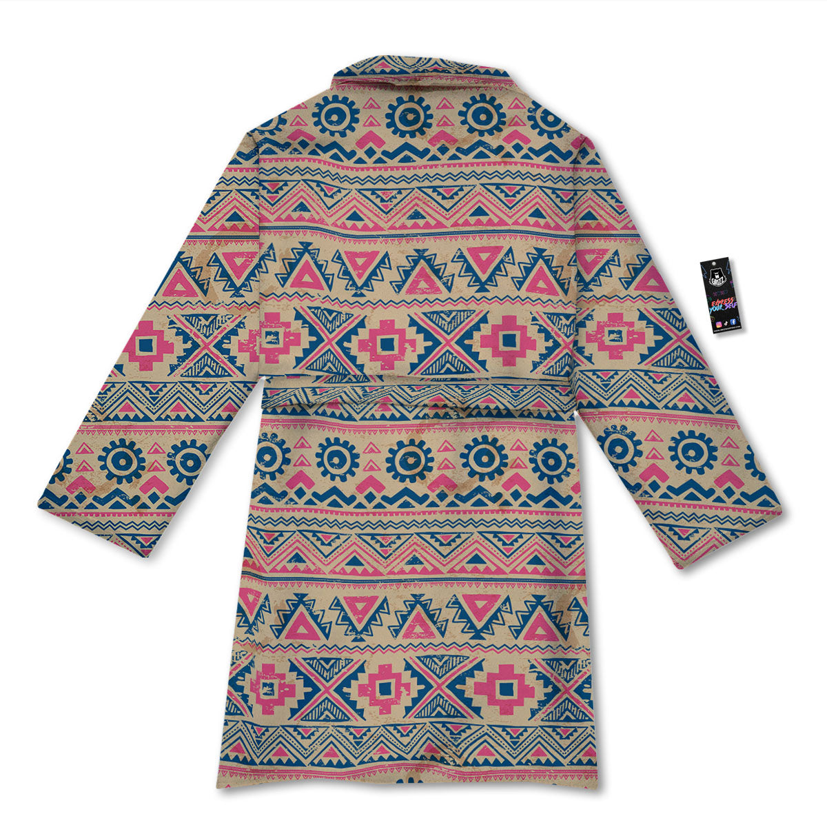 Pink Native Tribal Print Pattern Bathrobe-grizzshop