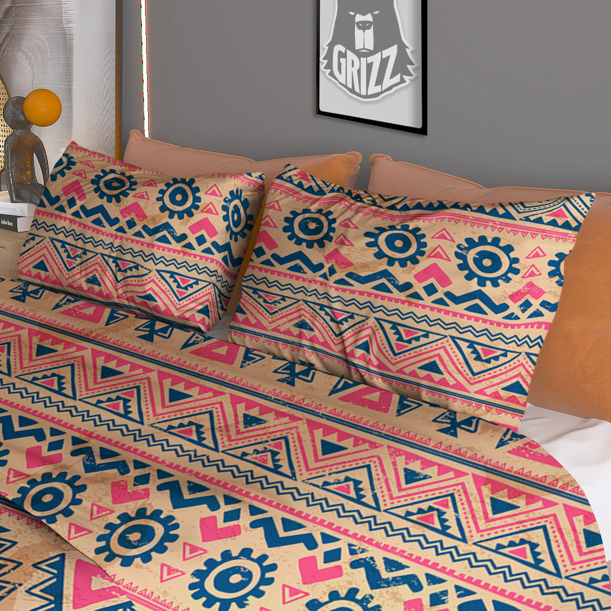 Pink Native Tribal Print Pattern Duvet Cover Bedding Set