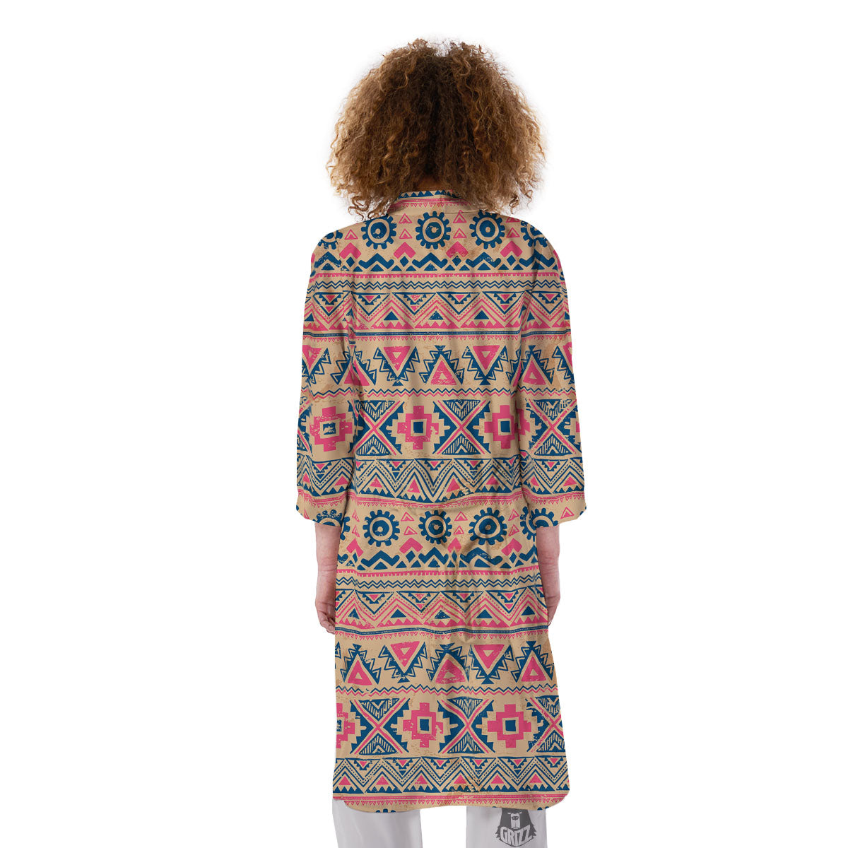 Pink Native Tribal Print Pattern Kimono-grizzshop