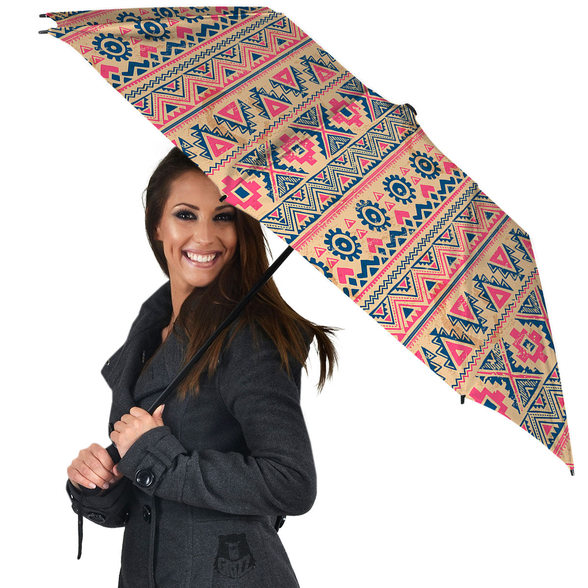Pink Native Tribal Print Pattern Umbrella-grizzshop