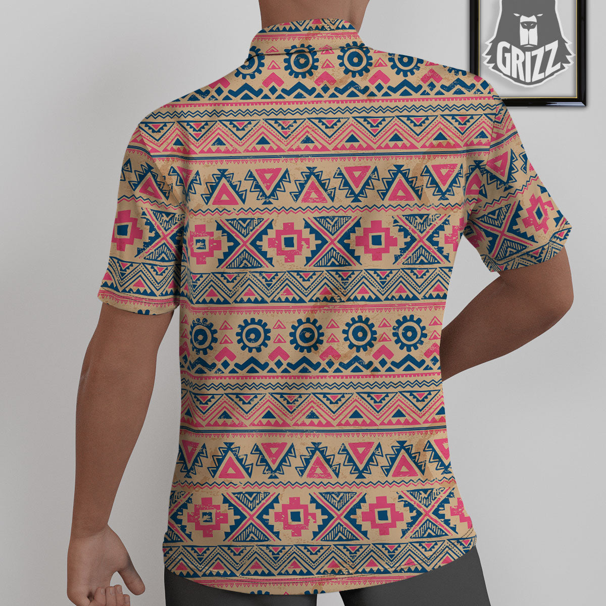 Pink Native Tribal Print Pattern Untucked Shirts-grizzshop