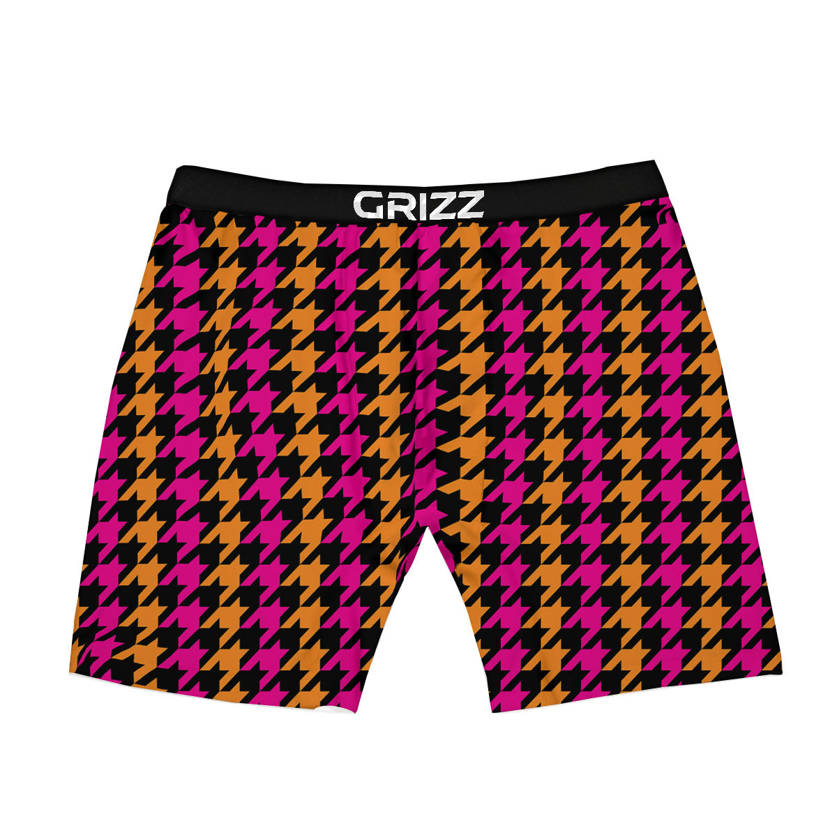 Pink Orange And Black Houndstooth Print Boxer Briefs-grizzshop