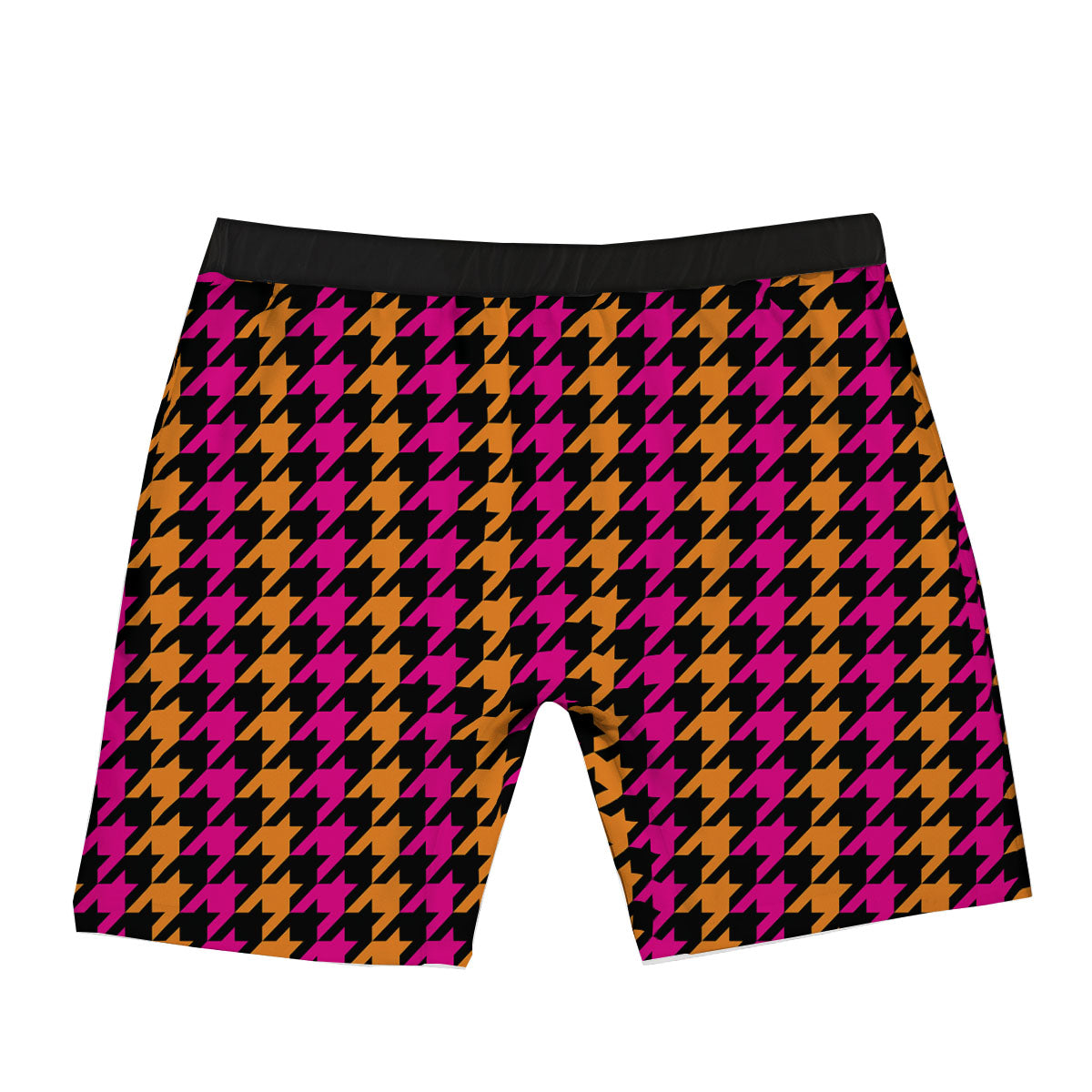 Pink Orange And Black Houndstooth Print Boxer Briefs-grizzshop