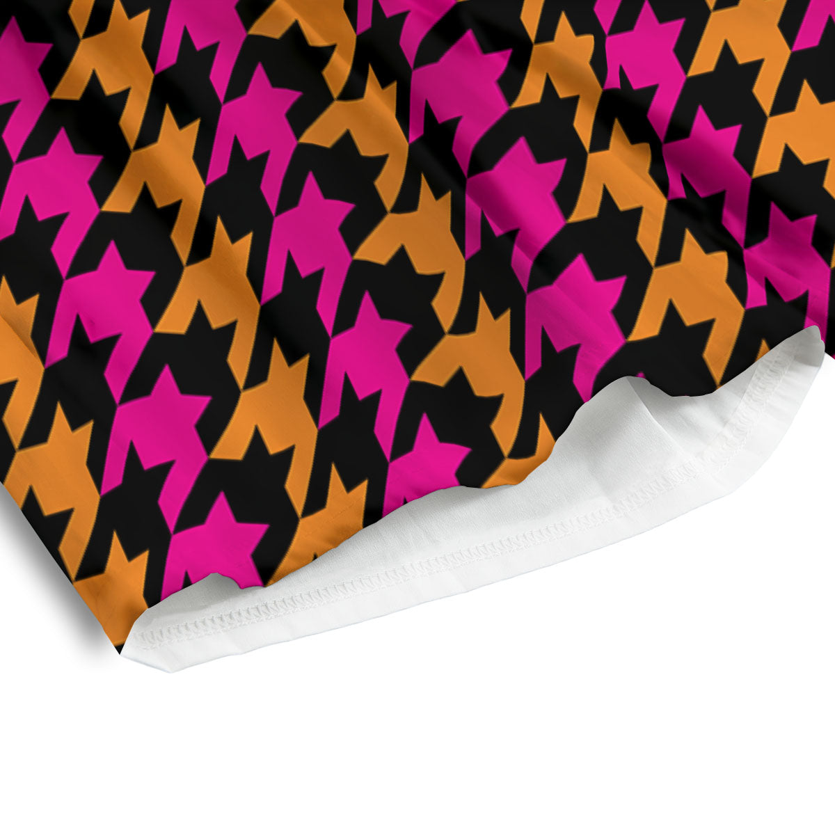 Pink Orange And Black Houndstooth Print Men's Athletic Shorts