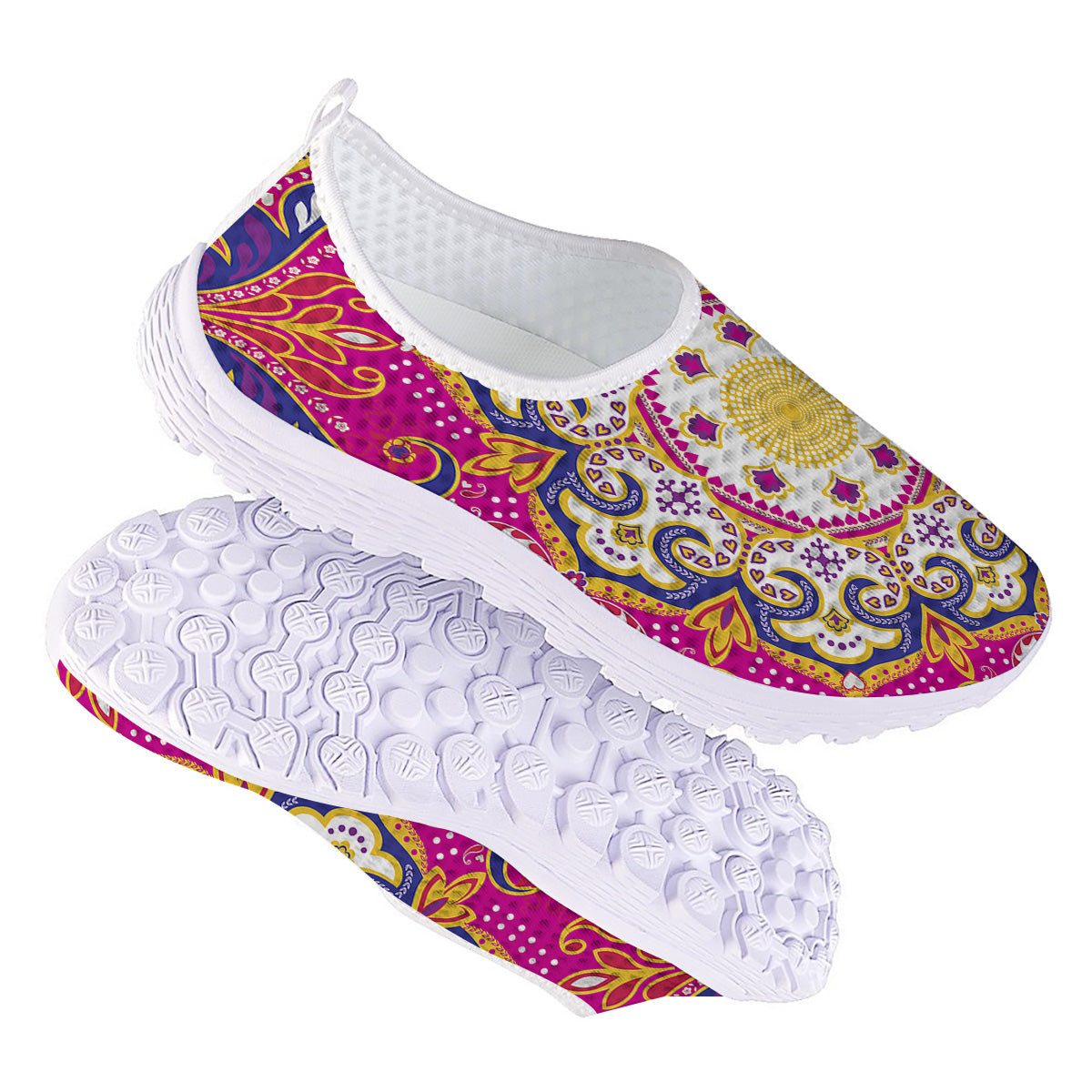 Pink Paisley And Mandala Print Nurse Shoes-grizzshop