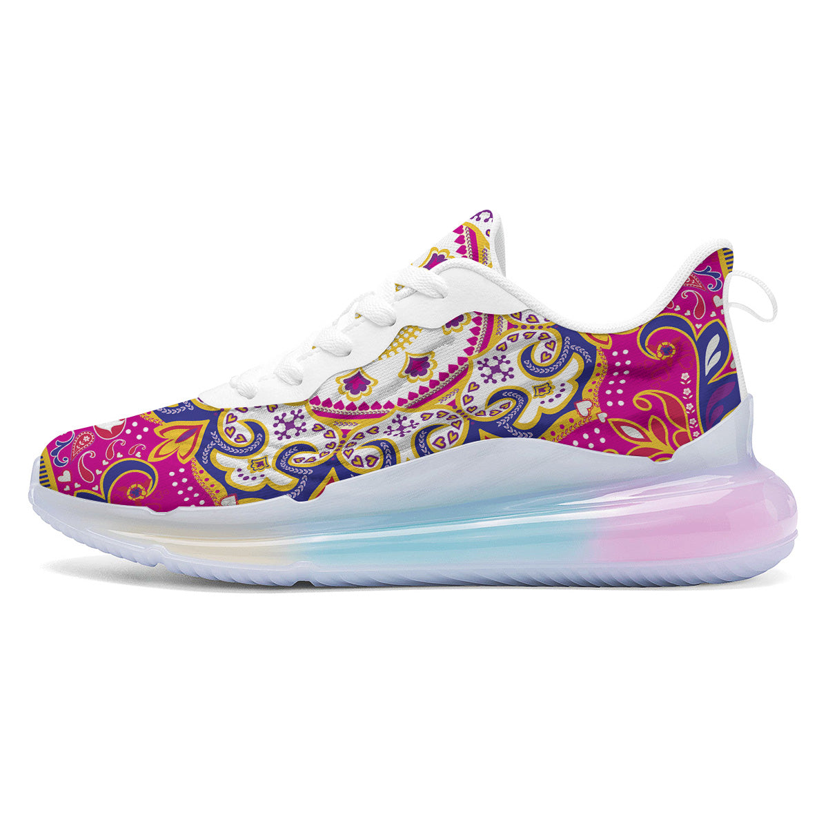 Pink Paisley And Mandala Print Running Sneakers-grizzshop