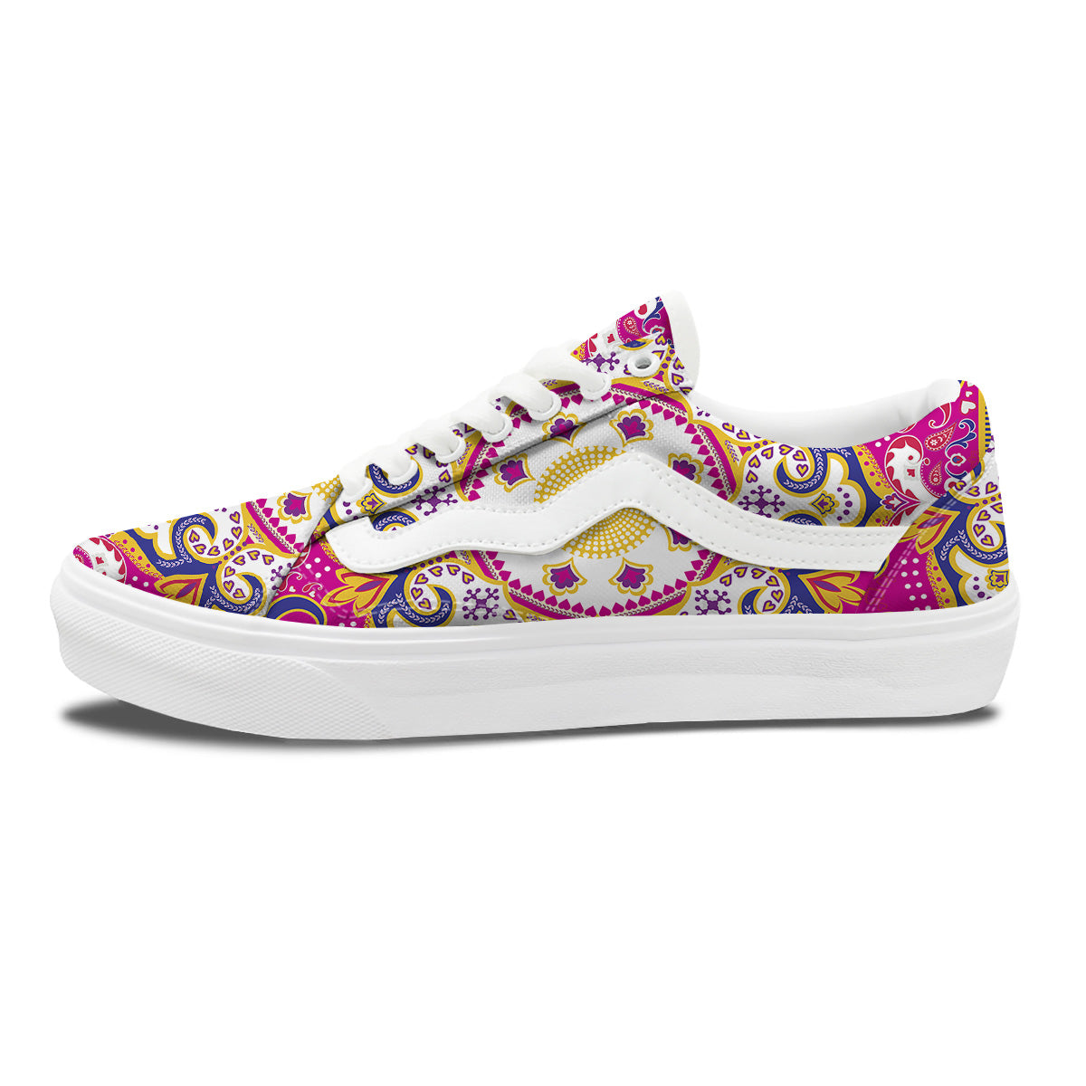Pink Paisley And Mandala Print Skate Shoes-grizzshop