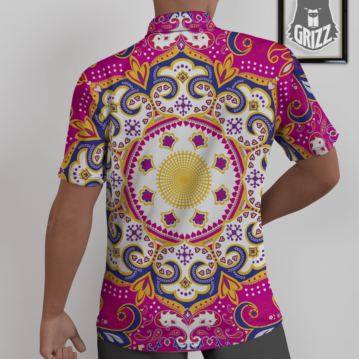 Pink Paisley And Mandala Print Untucked Shirts-grizzshop
