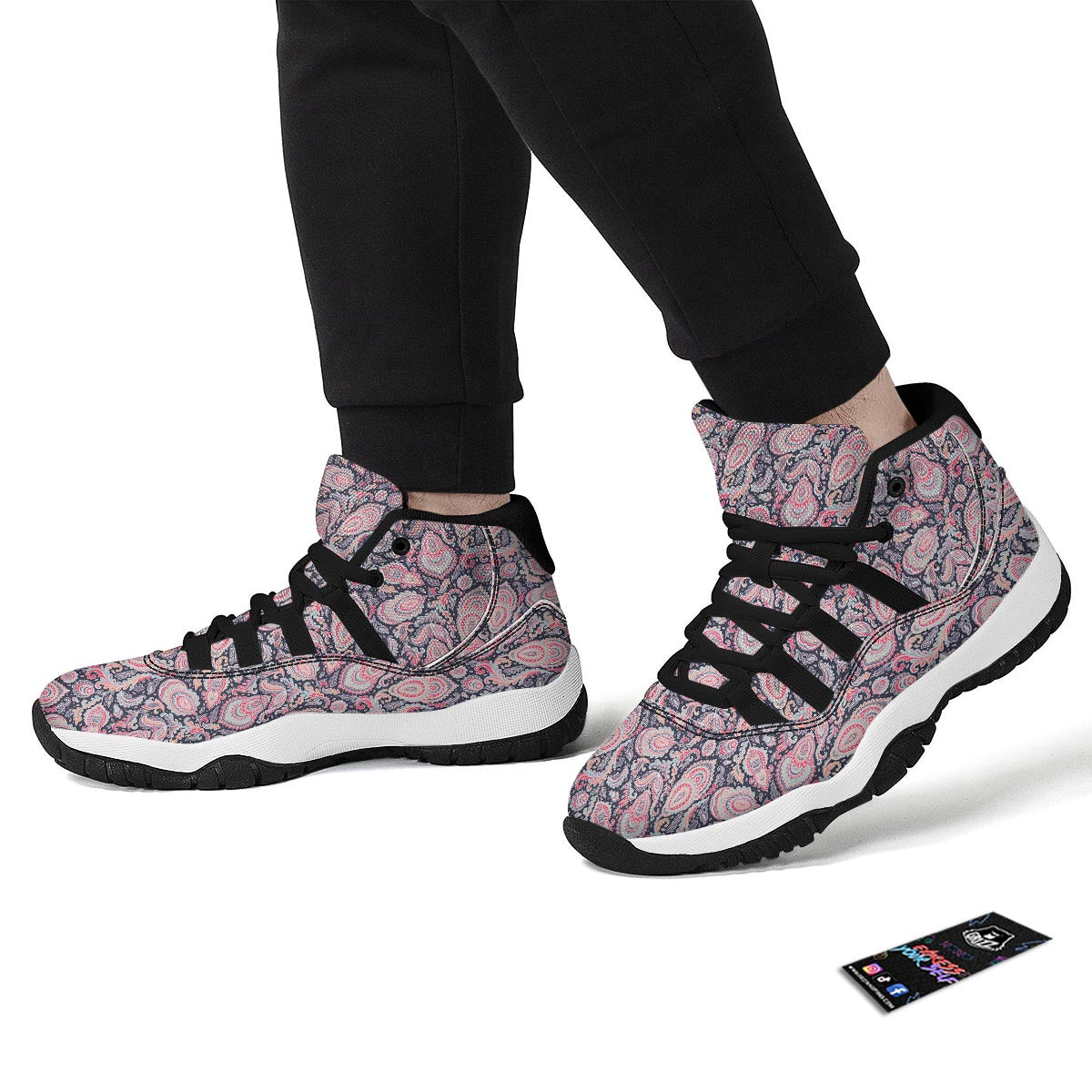 Pink Paisley Black Bball Shoes-grizzshop