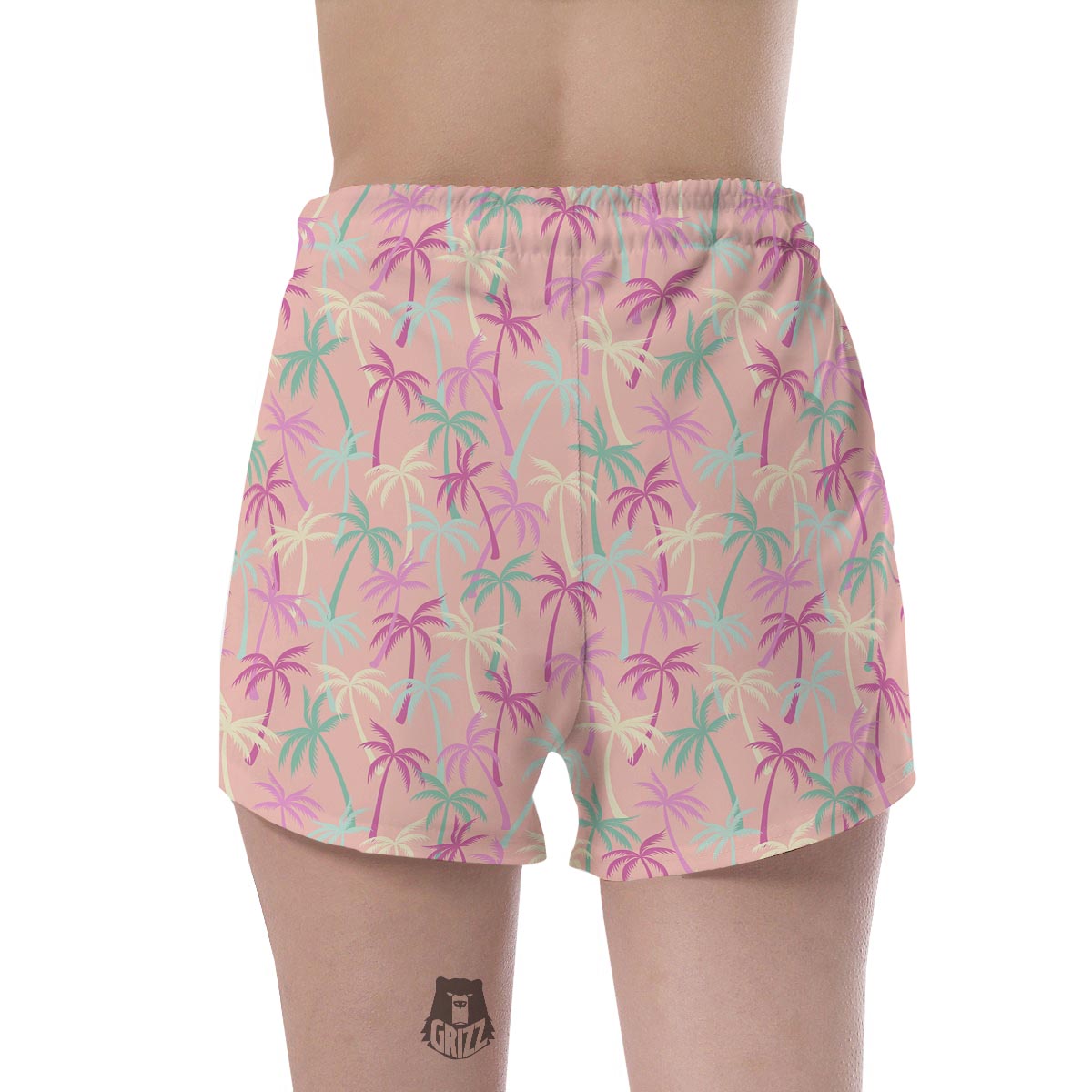 Pink Palm Tree Hawaiian Print Women's Shorts-grizzshop