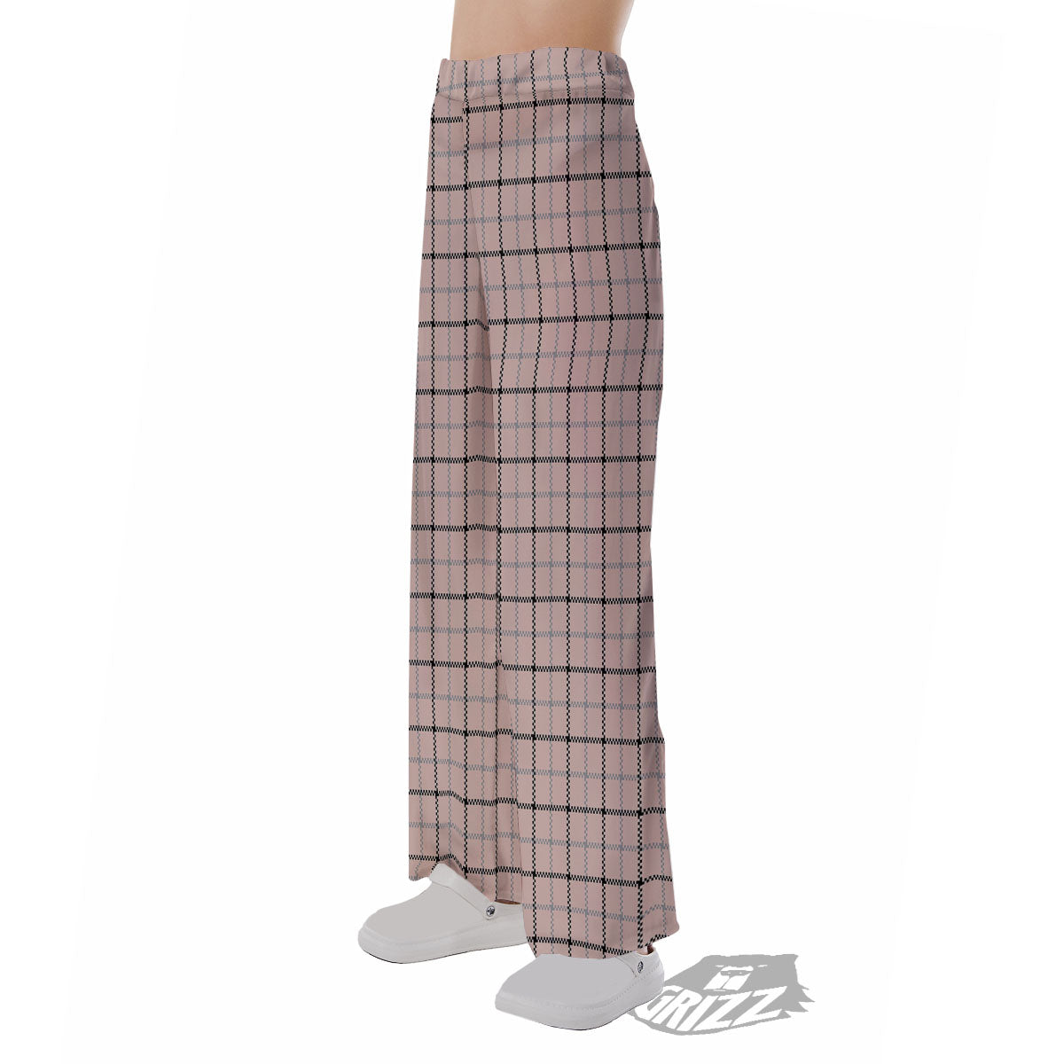 Pink Pastel And Black Tattersall Print Pajama Pants-grizzshop