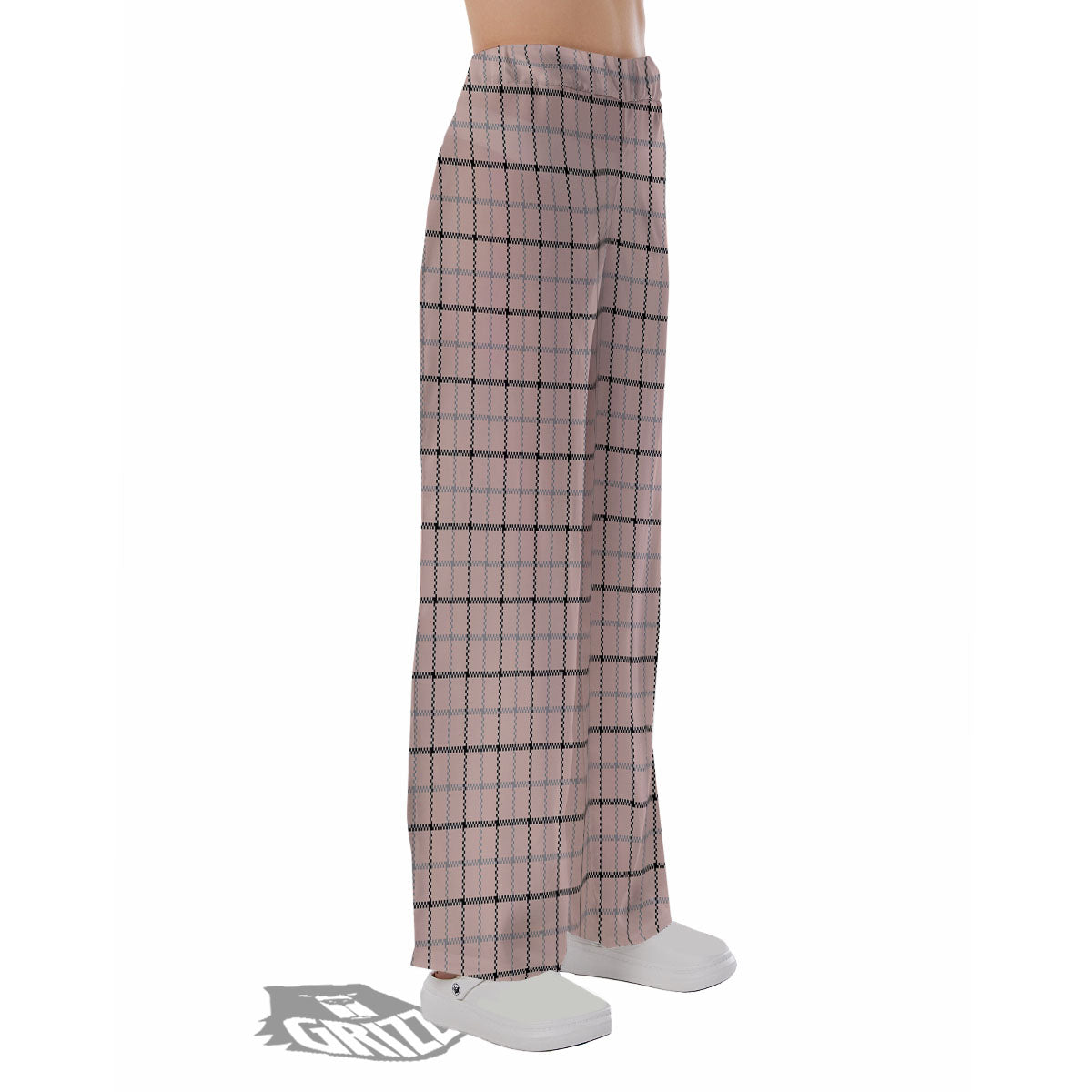 Pink Pastel And Black Tattersall Print Pajama Pants-grizzshop