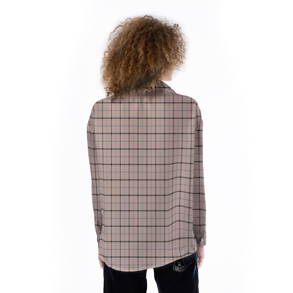 Pink Pastel And Black Tattersall Print Women's Long Sleeve Shirts-grizzshop