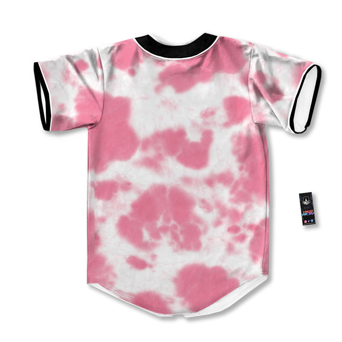 Pink Pastel And White Cow Print Baseball Jersey-grizzshop