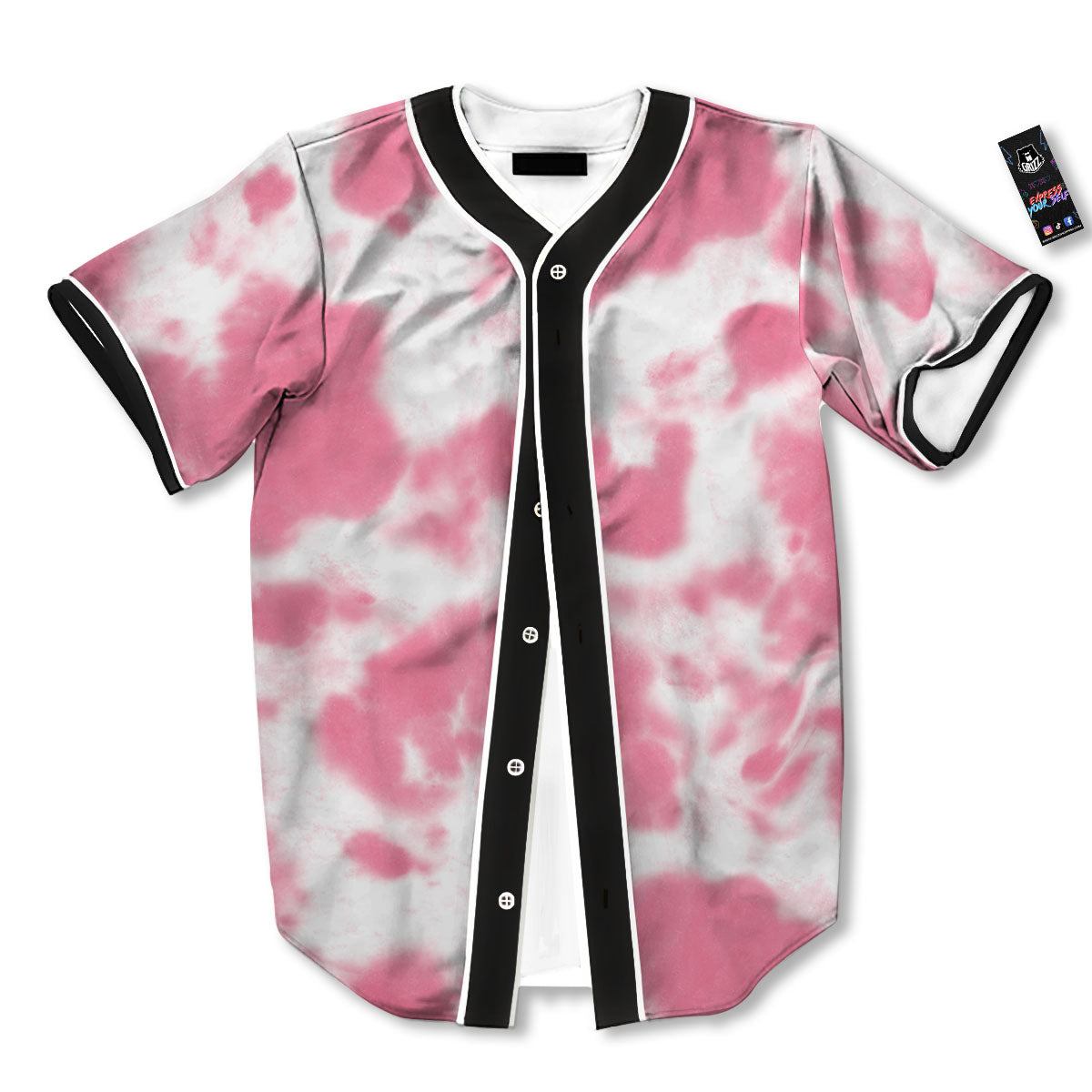 Pink Pastel And White Cow Print Baseball Jersey-grizzshop