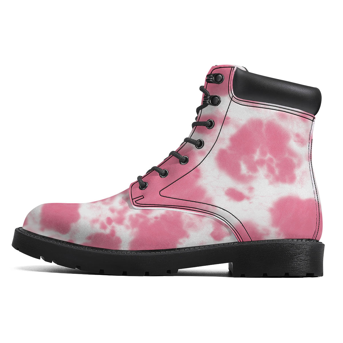 Pink Pastel And White Cow Print Boots-grizzshop