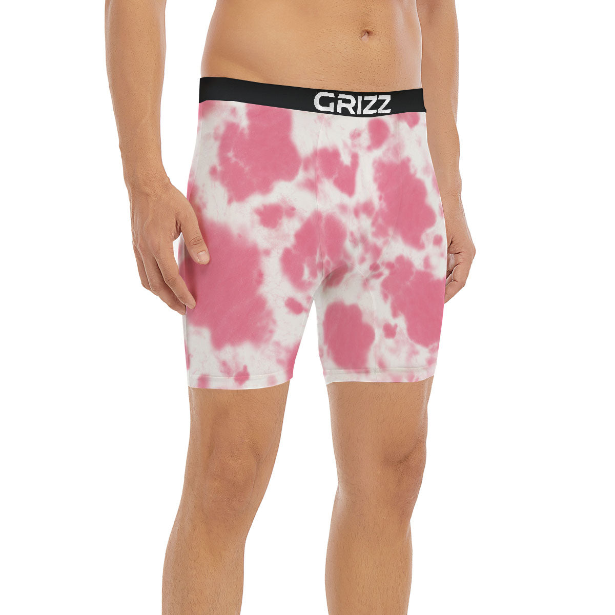 Pink Pastel And White Cow Print Boxer Briefs-grizzshop