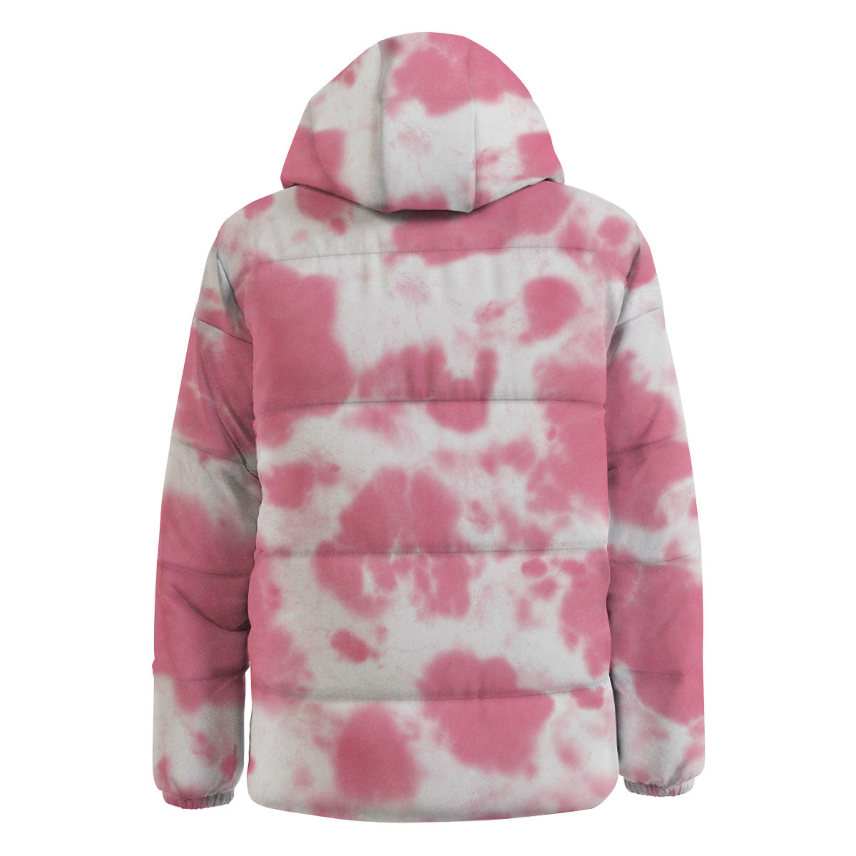 Pink Pastel And White Cow Print Down Jacket-grizzshop