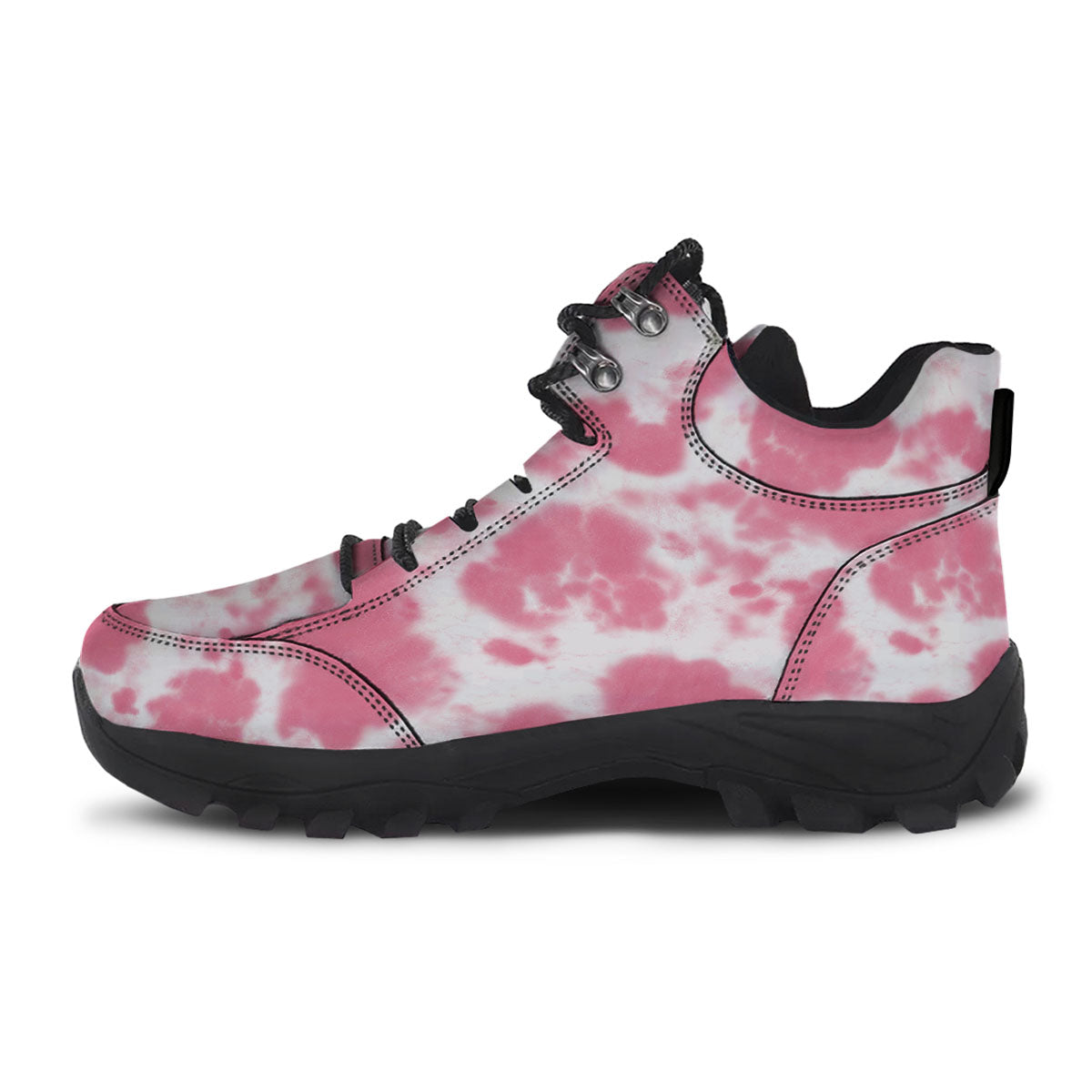 Pink Pastel And White Cow Print Hiking Shoes-grizzshop