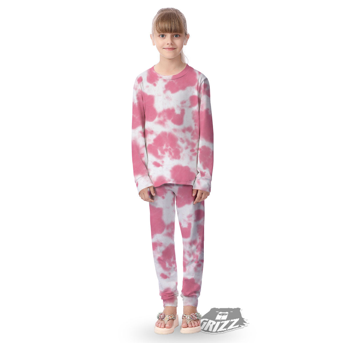 Pink Pastel And White Cow Print Kid's Pajamas-grizzshop