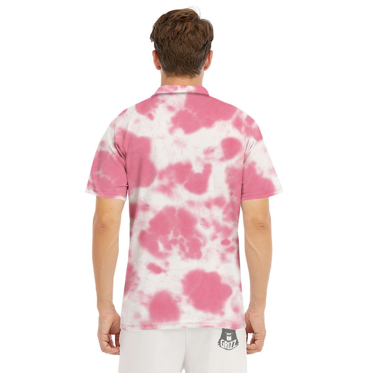 Pink Pastel And White Cow Print Men's Golf Shirts-grizzshop