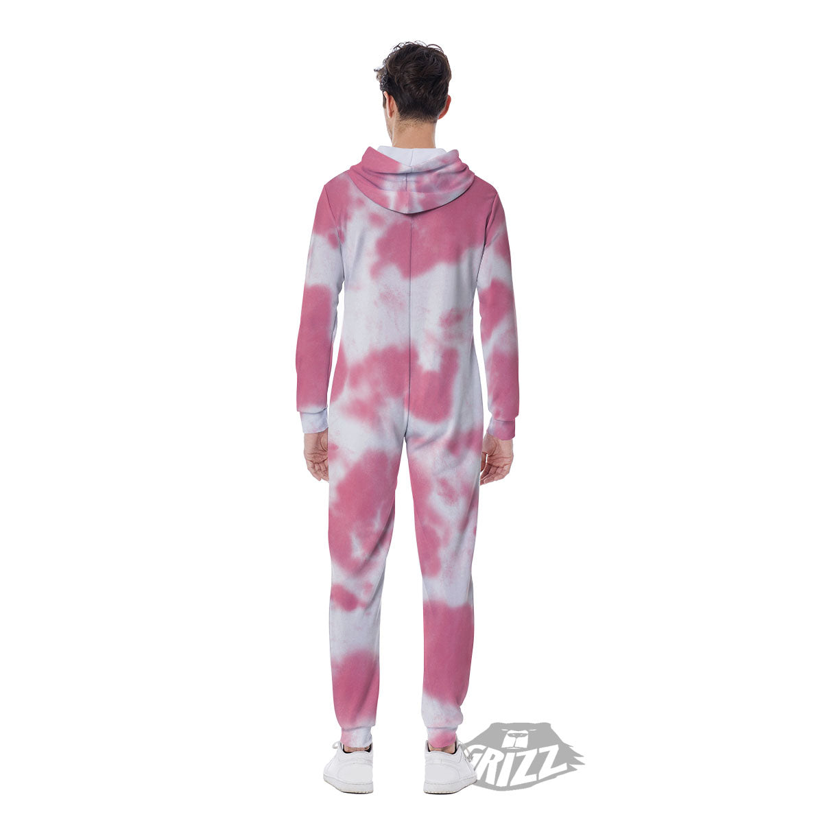 Pink Pastel And White Cow Print Men's Jumpsuit-grizzshop