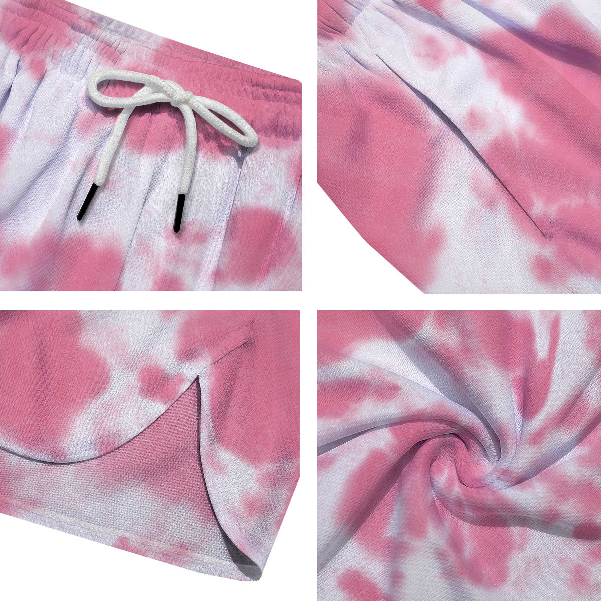 Pink Pastel And White Cow Print Men's Running Shorts-grizzshop