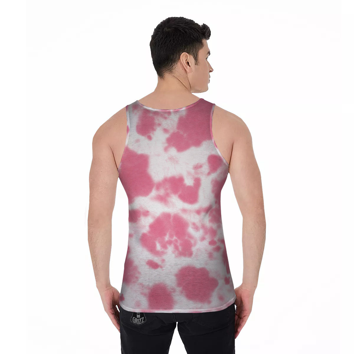 Pink Pastel And White Cow Print Men's Tank Top-grizzshop