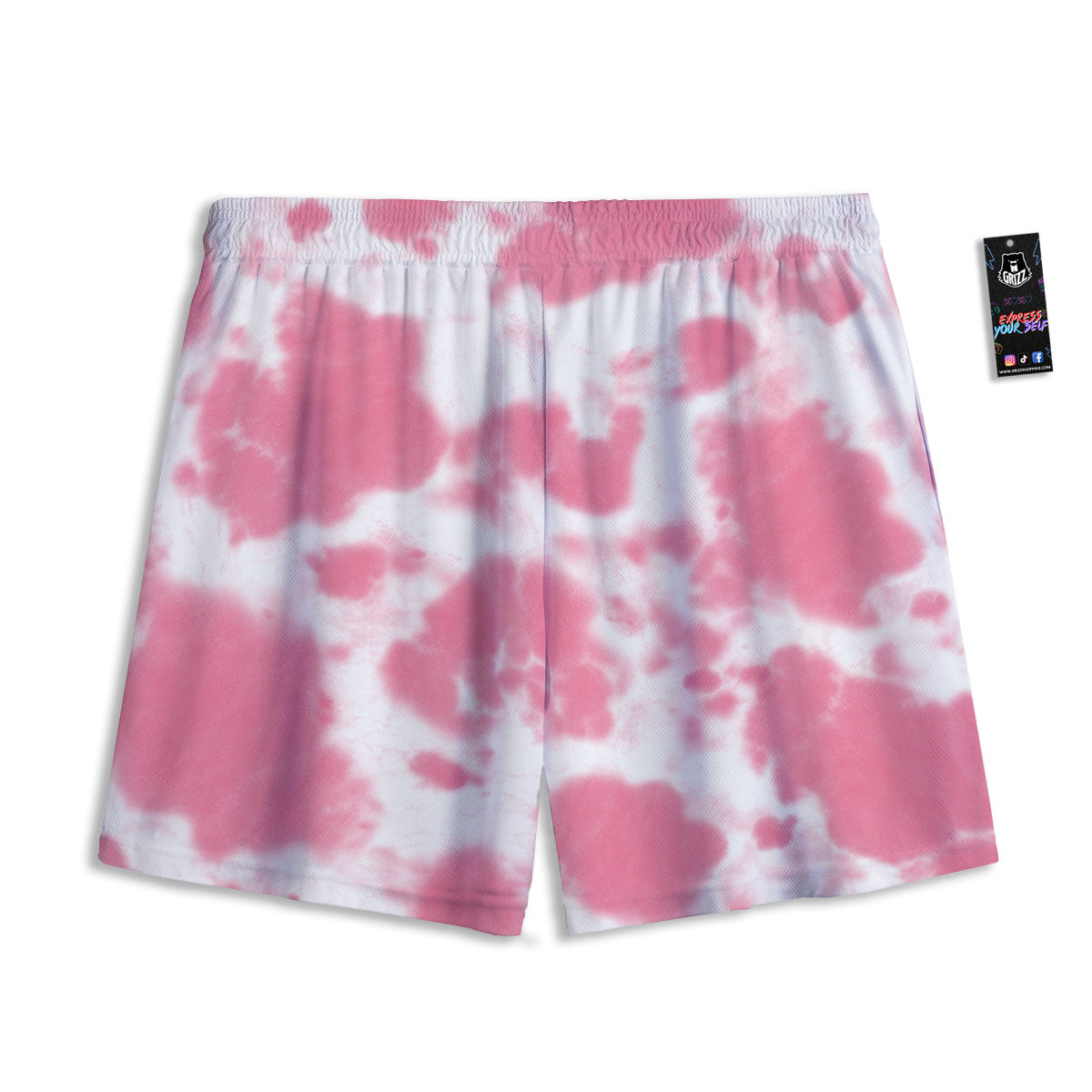 Pink Pastel And White Cow Print Mesh Shorts