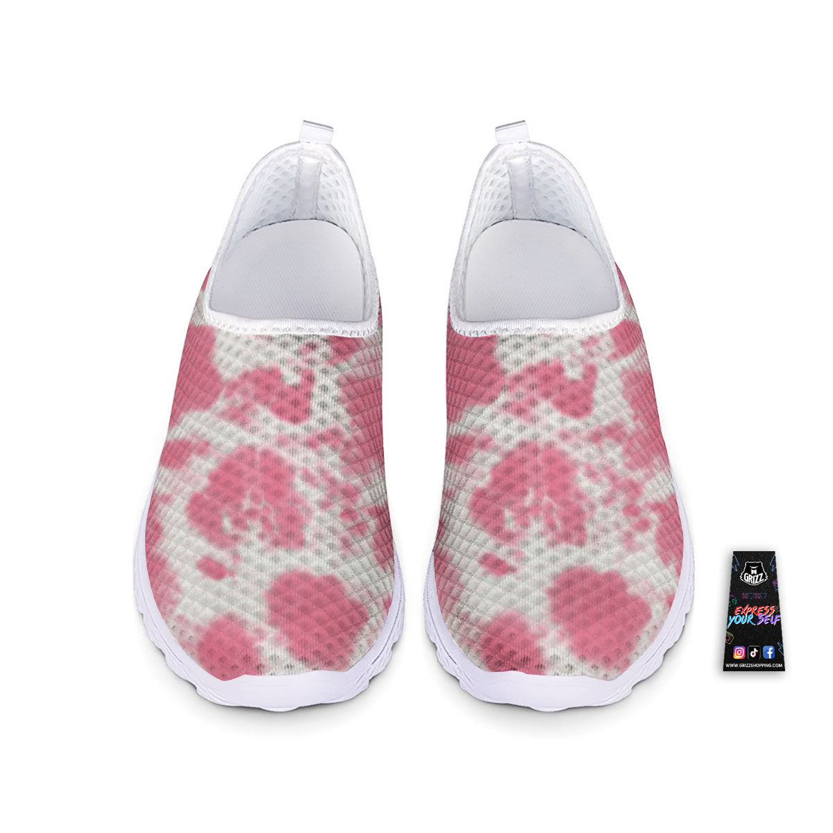 Pink Pastel And White Cow Print Nurse Shoes-grizzshop