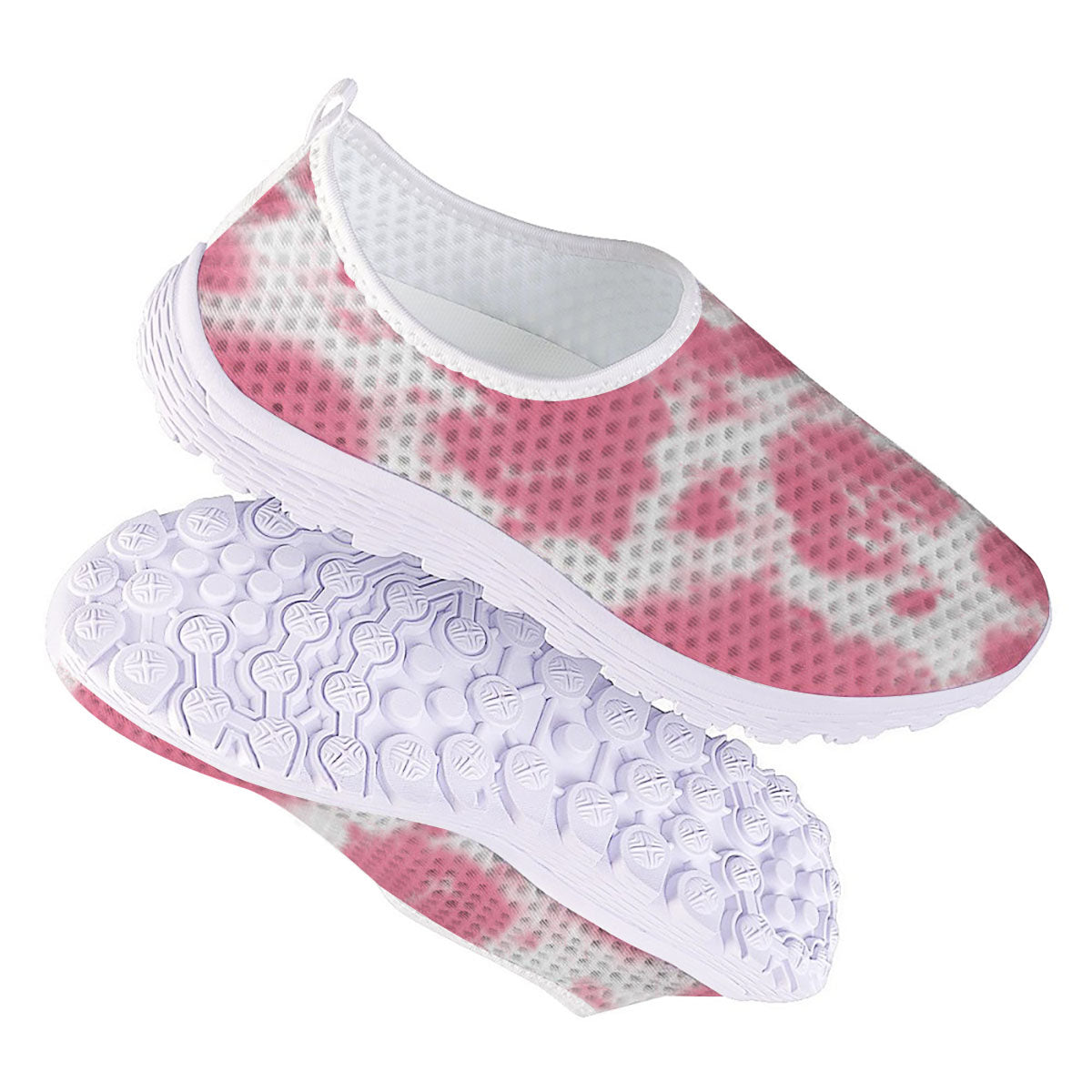 Pink Pastel And White Cow Print Nurse Shoes-grizzshop