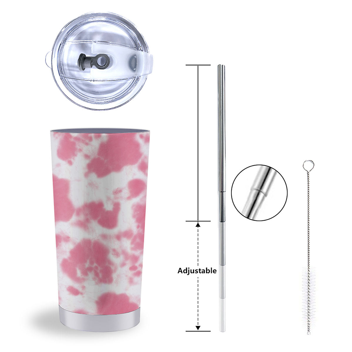 Pink Pastel And White Cow Print Tumbler-grizzshop