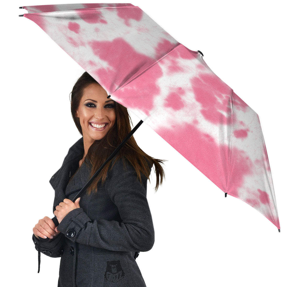 Pink Pastel And White Cow Print Umbrella-grizzshop