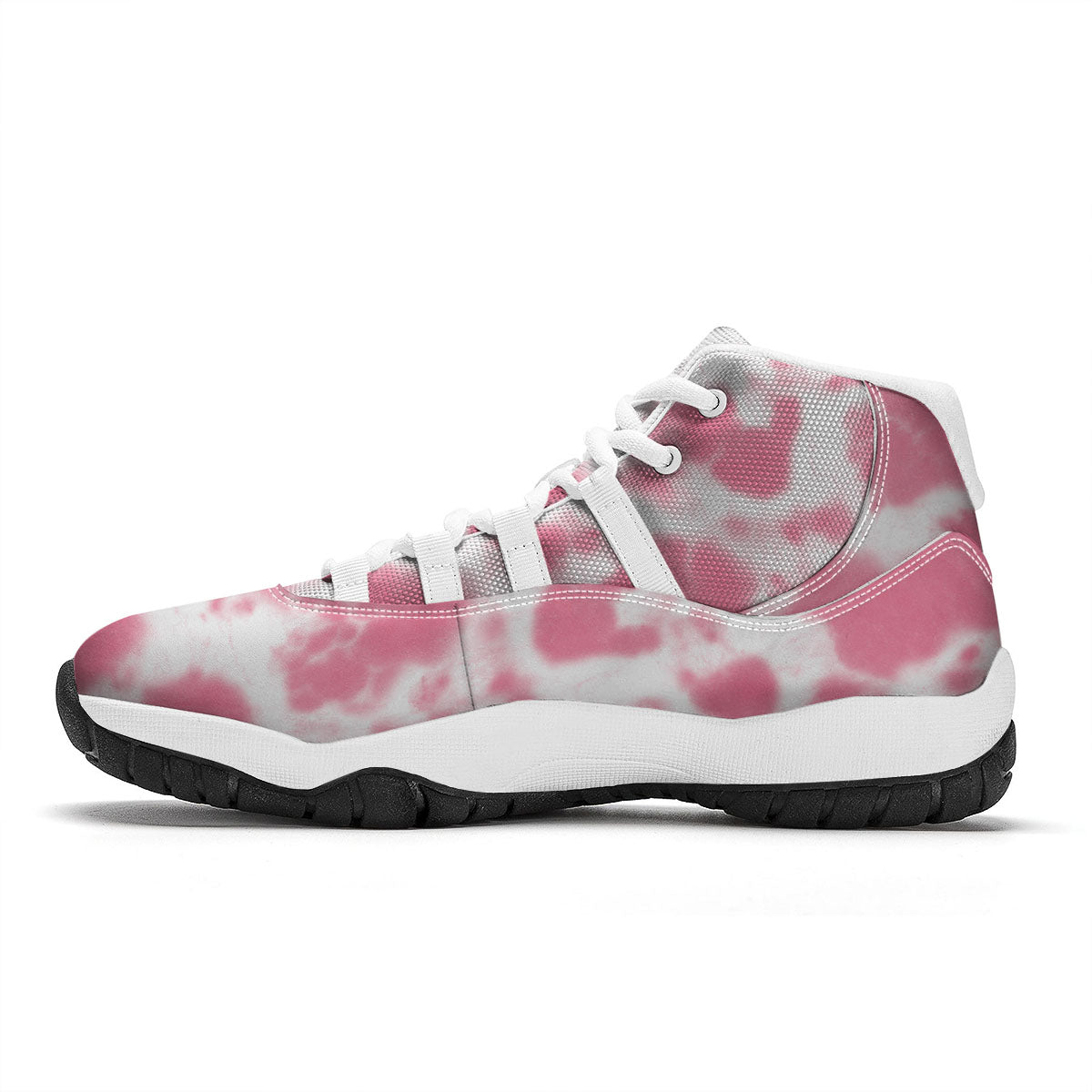 Pink Pastel And White Cow Print White Bball Shoes-grizzshop