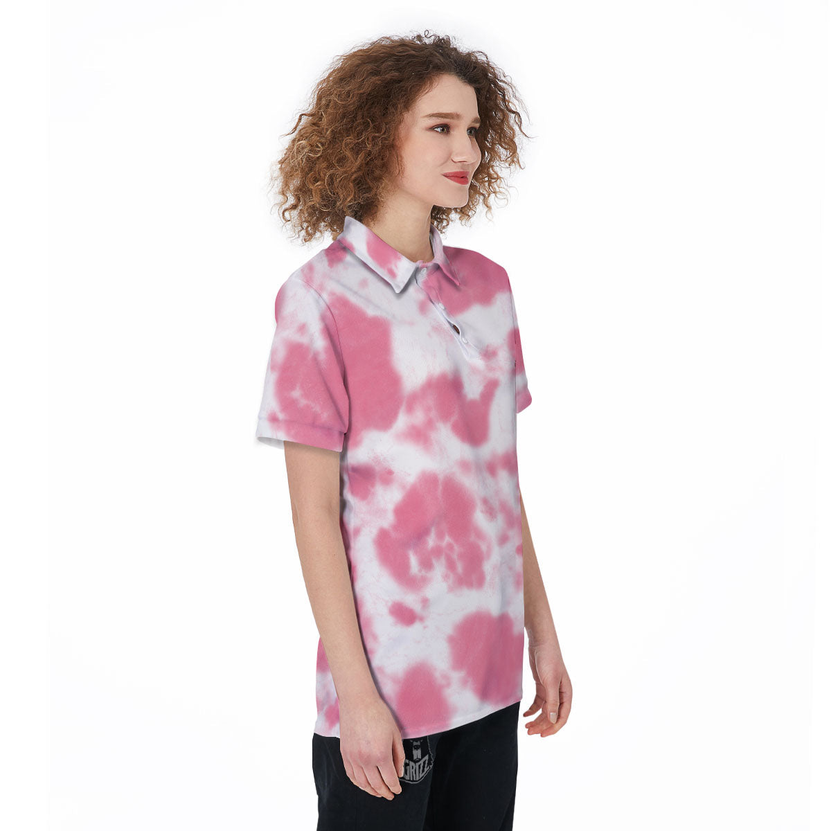 Pink Pastel And White Cow Print Women's Golf Shirts-grizzshop