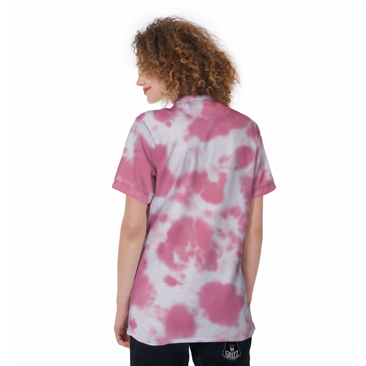 Pink Pastel And White Cow Print Women's Golf Shirts-grizzshop