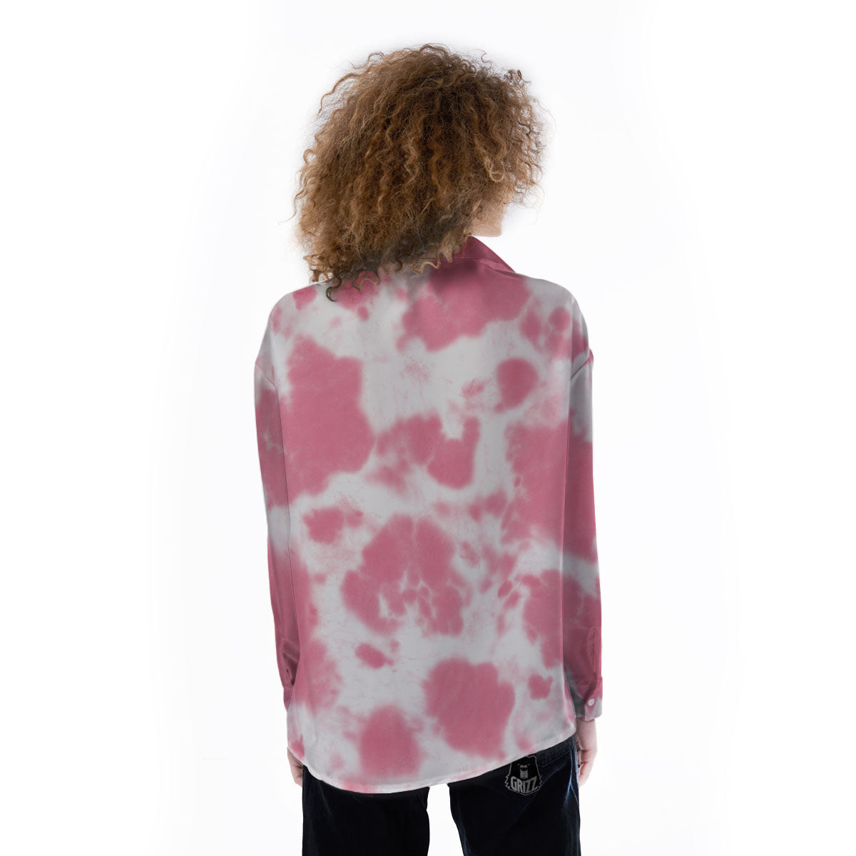 Pink Pastel And White Cow Print Women's Long Sleeve Shirts-grizzshop