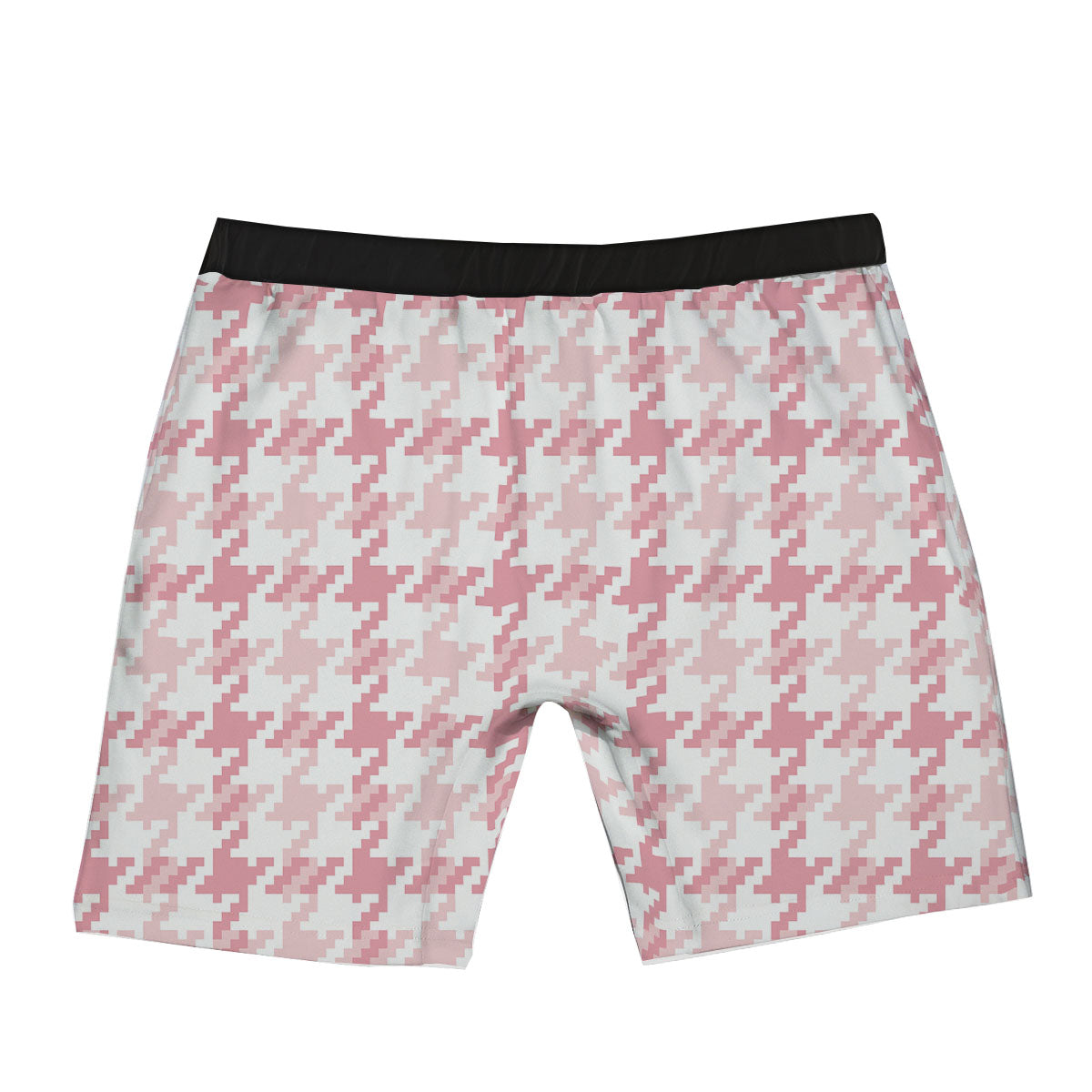 Pink Pastel And White Houndstooth Print Boxer Briefs-grizzshop