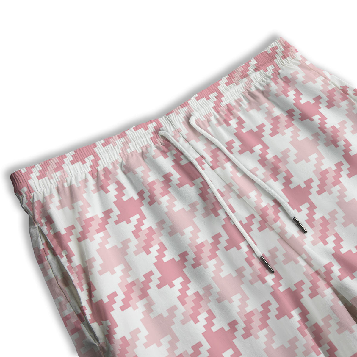 Pink Pastel And White Houndstooth Print Men's Athletic Shorts