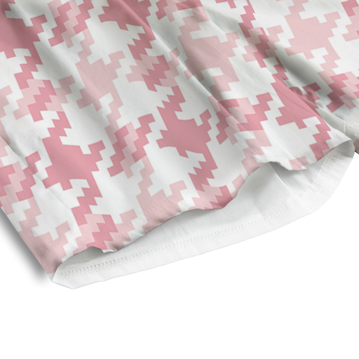 Pink Pastel And White Houndstooth Print Men's Athletic Shorts