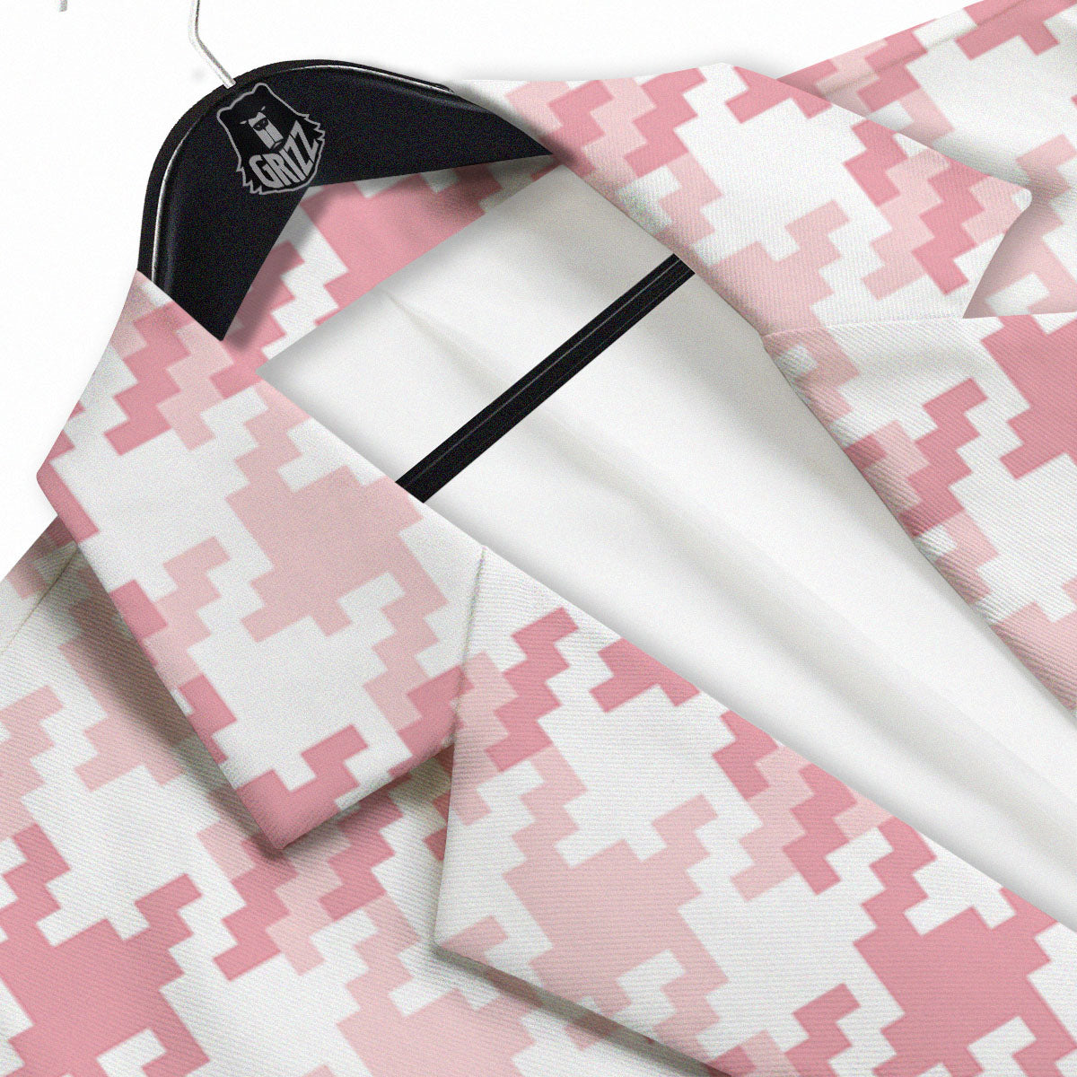 Pink Pastel And White Houndstooth Print Men's Sport Coat-grizzshop