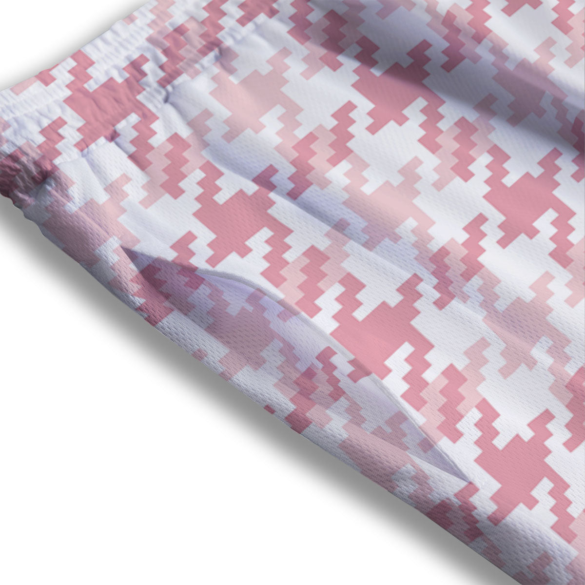 Pink Pastel And White Houndstooth Print Mesh Shorts