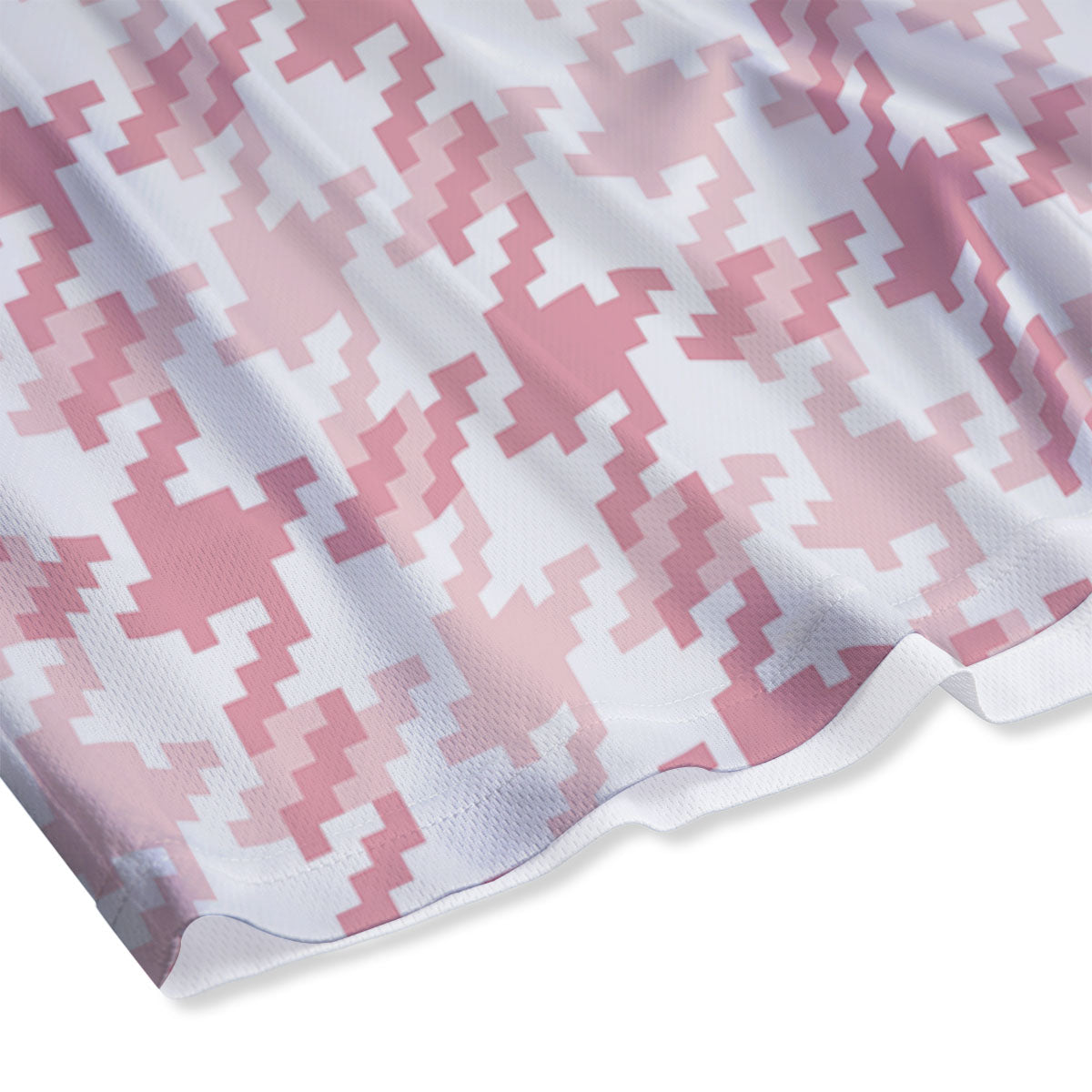 Pink Pastel And White Houndstooth Print Mesh Shorts