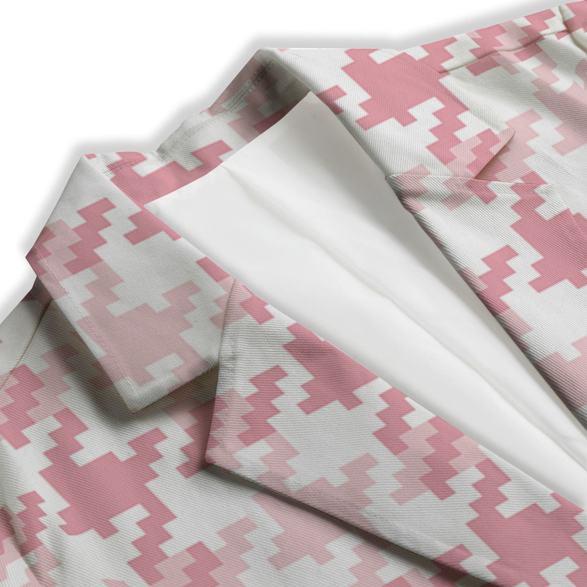 Pink Pastel And White Houndstooth Print Women's Blazer-grizzshop